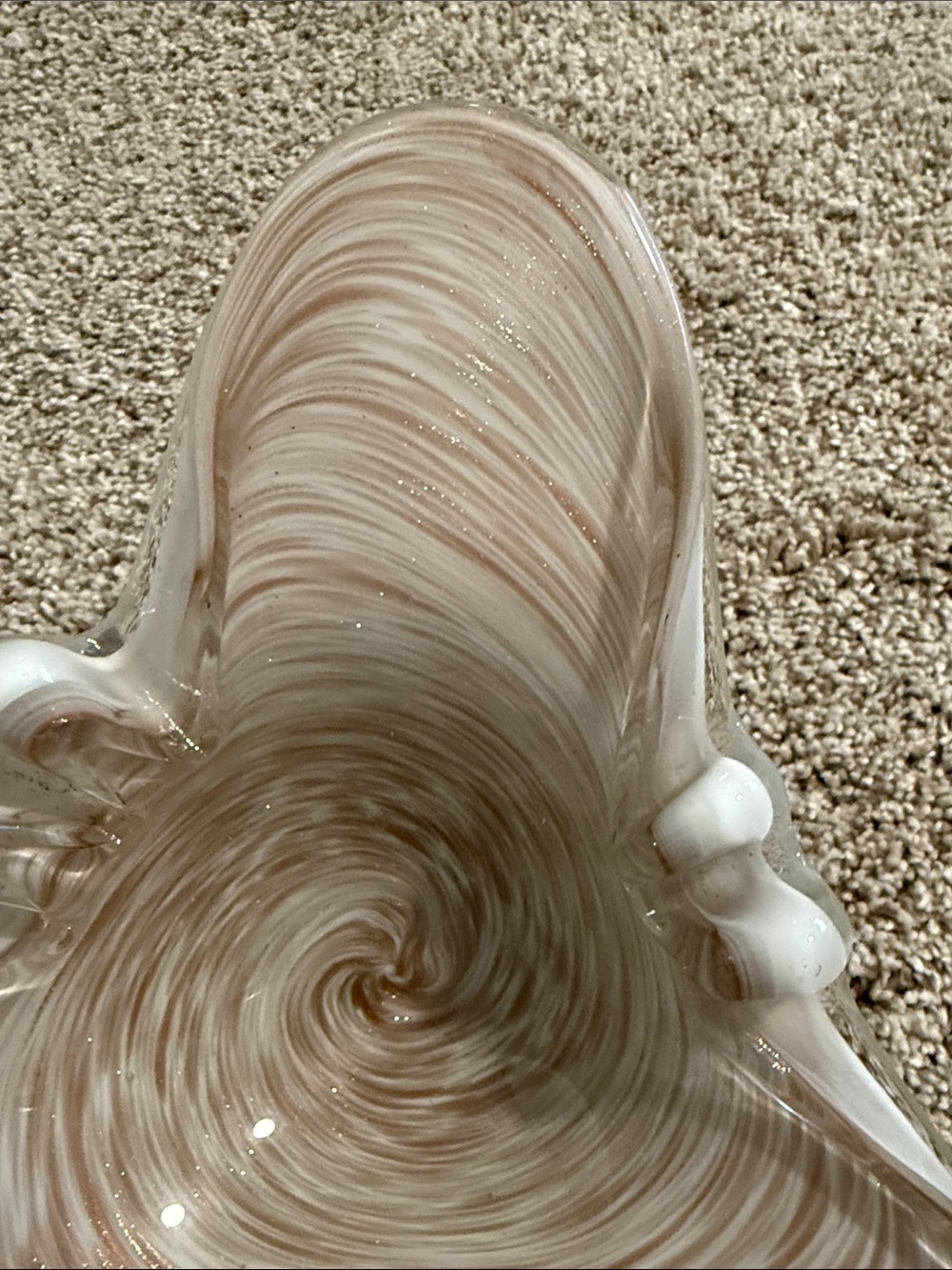Art Glass Swirl Bowl/Ashtray- Cream & Light Brown Gold - Picture 3 of 4